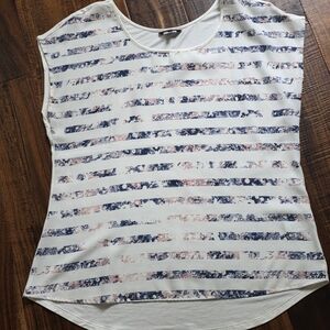 RW&CO. Asymmetrical Blue and White Top, Size L